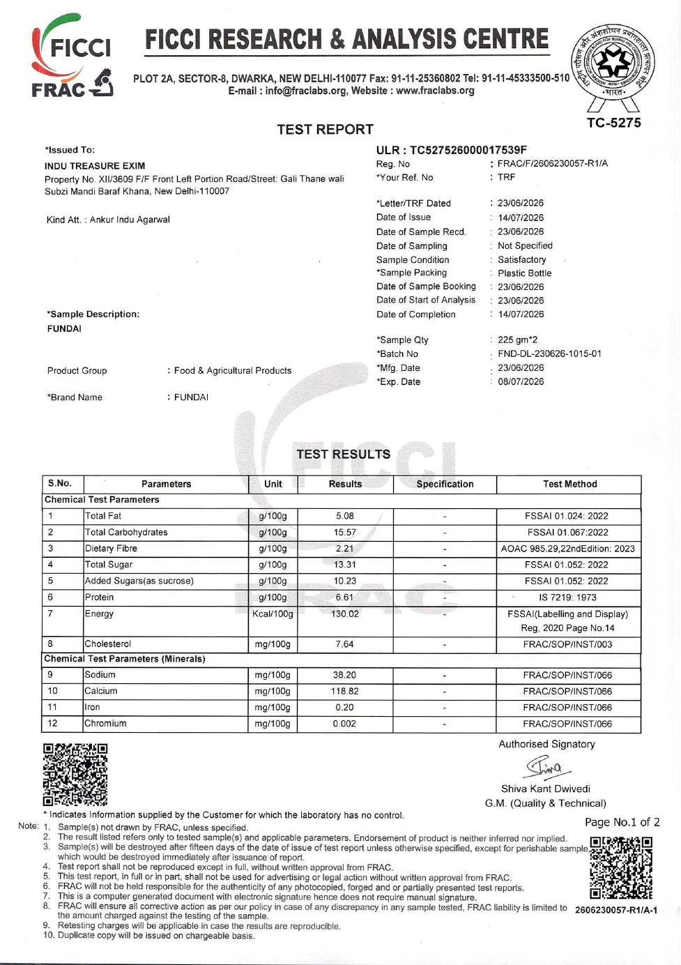Laboratory document page 1